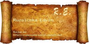 Ruzsicska Edvin névjegykártya
